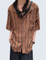 Ethnic Pattern Stripe Embroidered Shirt