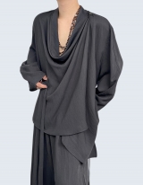 swing collar ribbon kimono shirt