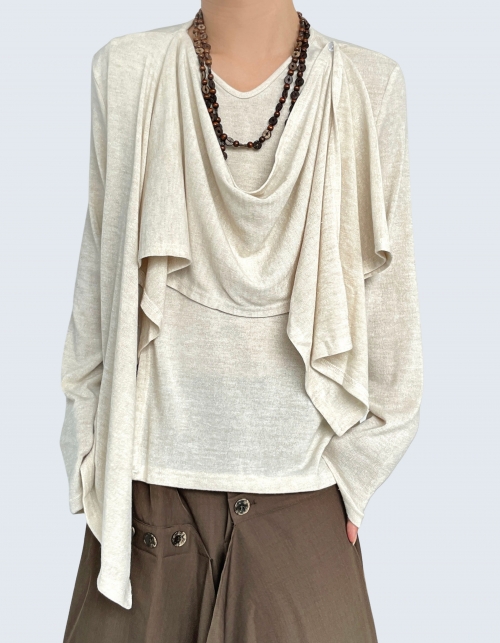 Layered Fit Scarf Knit T-shirt