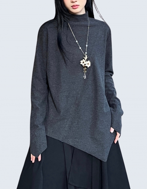 slim fit elastic turtleneck T-shirt