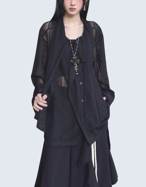 Vintage Jacquard Lace-Blocked Shirt