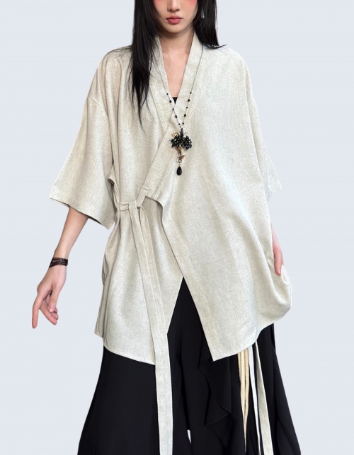 linen-designed kimono shirt