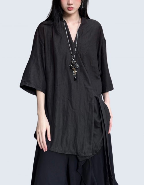 lazy-fit kimono shirt
