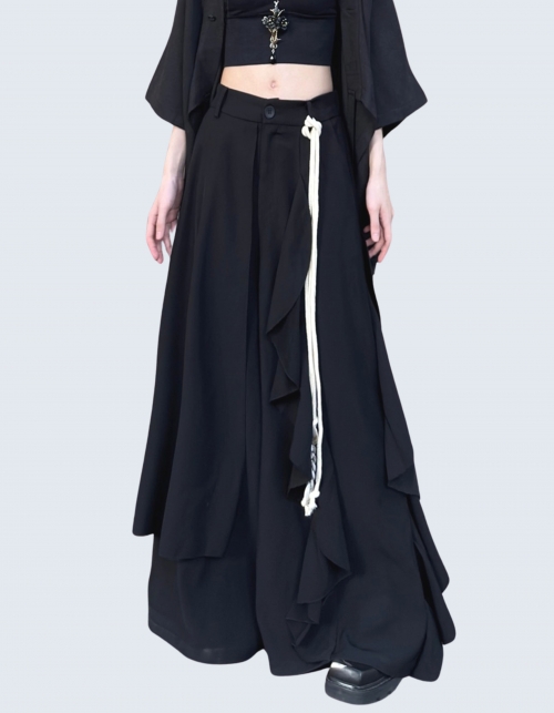 pleated mixed apron pants