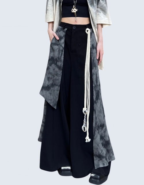 Tie-Dye Pattern Apron Pants