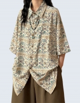 Ethnic full-printed short-sleeved shirt
