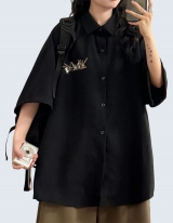 Rabbit embroidery short-sleeved shirt