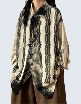 Retro Stripe Layered Long Shirt