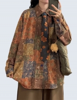 Ethnic Flower Patch Pattern Shirt