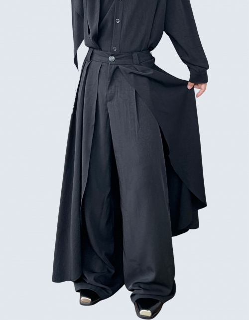 Unbalanced apron genderless pants