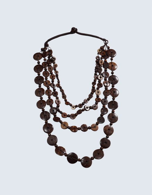 six-line retro wood necklace
