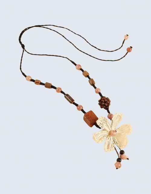 Flower Ethnic Wood Necklace