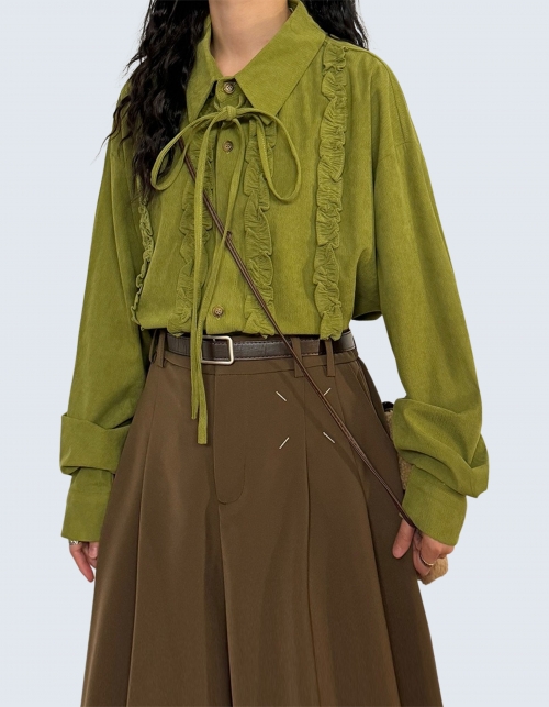 Lace Patch Casual Long Sleeve Shirt