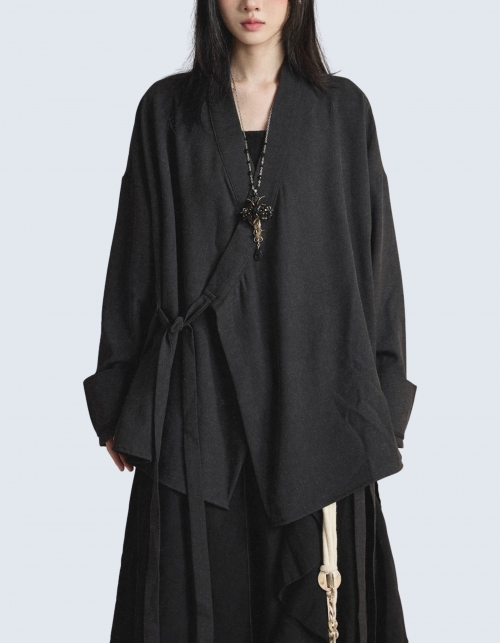 linen-designed kimono rong shirt