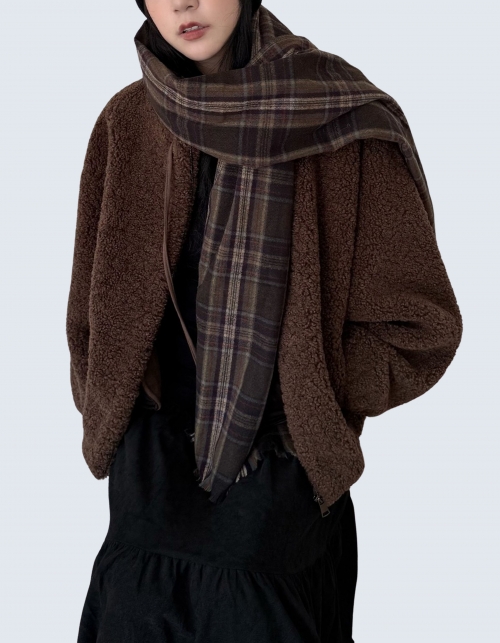 stand collar cropped fleece