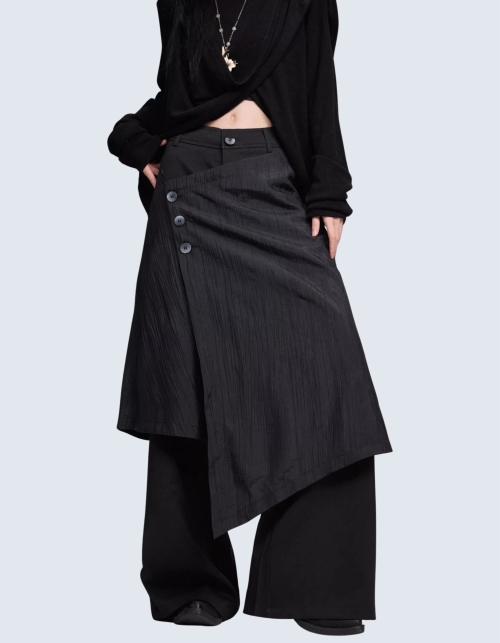 neutral pleated apron pants