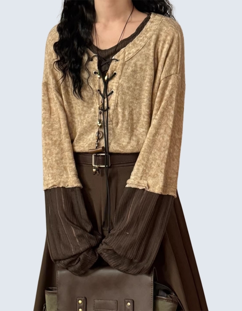 Retro Style Strap Crew Neck Sweatshirt