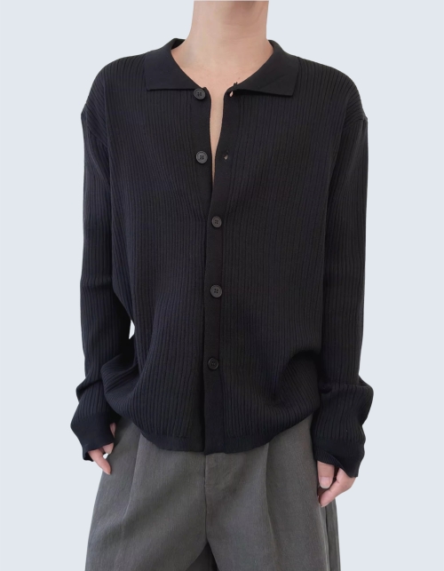 loose fit casual collar cardigan