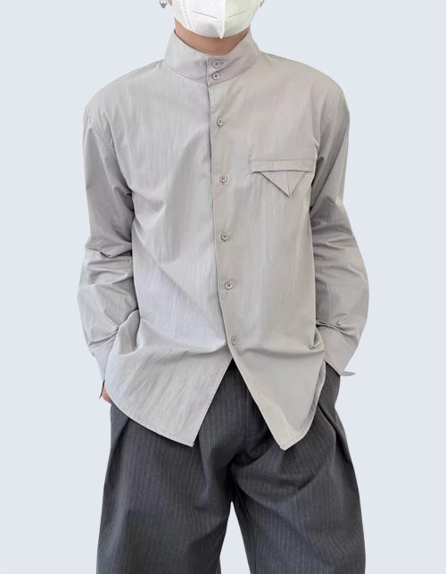 Retro Color Stand Collar Shirt