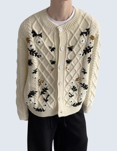 Floral 3D Crochet Knit Cardigan