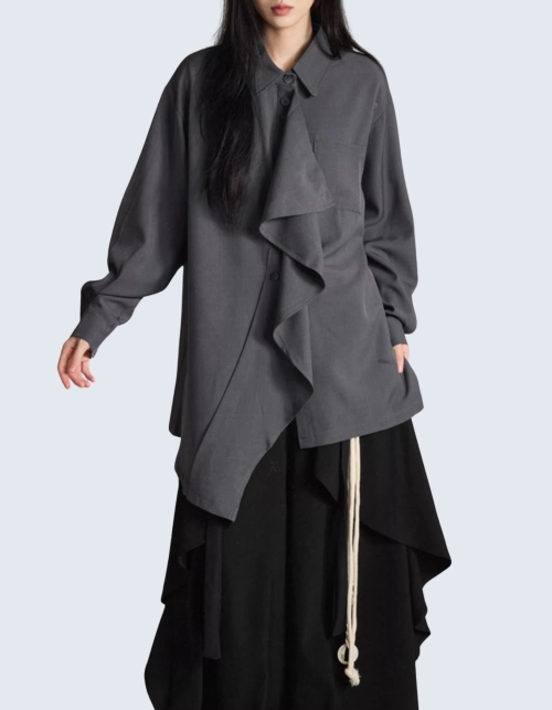 neutral scarf-collar shirt