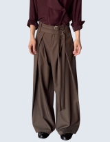 two-belt high-waist wide slacks