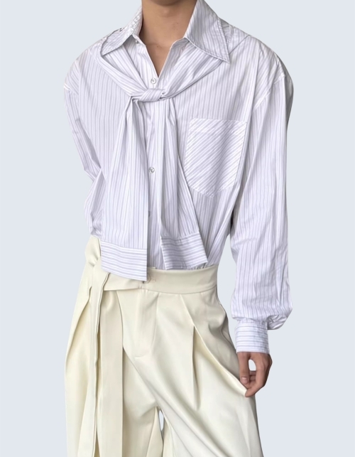two-piece hooded striped shirt
