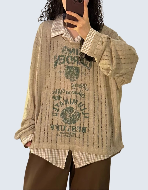 Two-piece design shirt knitwear