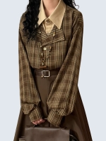 Checkered Fake Two-Piece Shirt