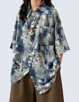 Tie-dye flower short-sleeved shirt