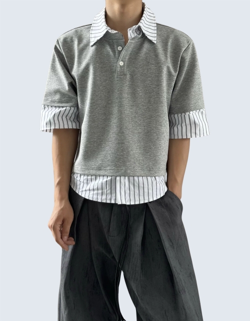 fake two-piece polo shirt
