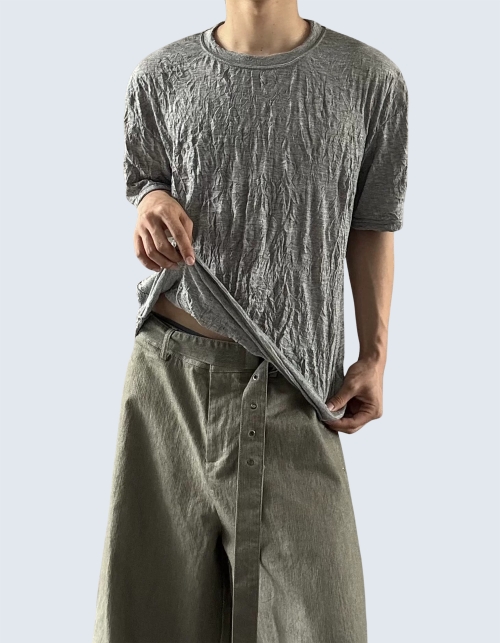 pleated vintage short-sleeved T-shirt