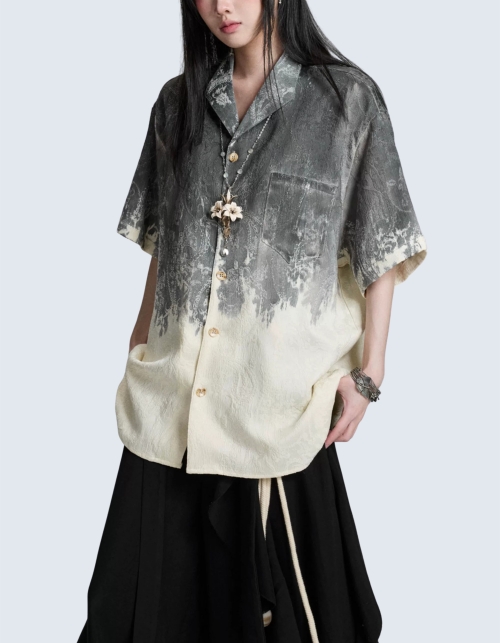 Tie Dai Jacquard Short-Sleeved Shirt