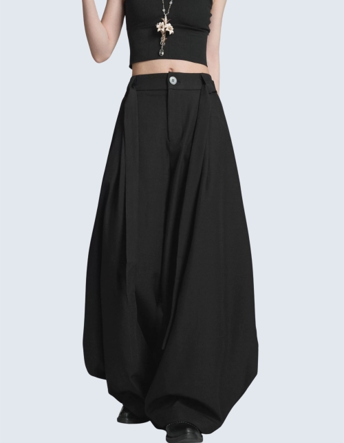 Strap Curved Wide Slacks