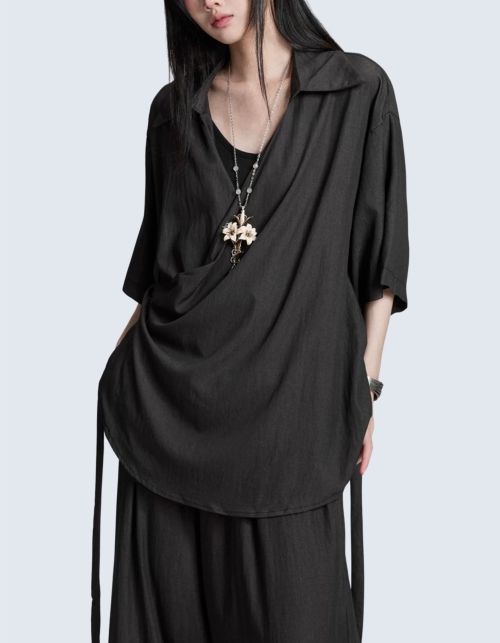 Cuban Collar Kimono Shirt