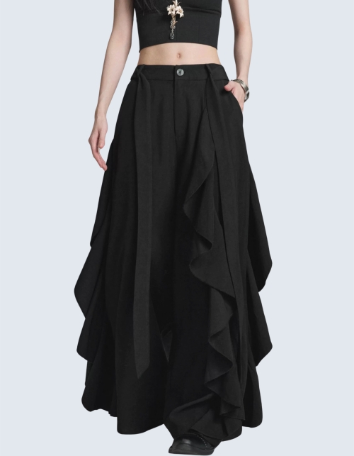 pleated apron layered pants