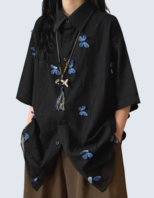 3D butterfly short-sleeved shirt