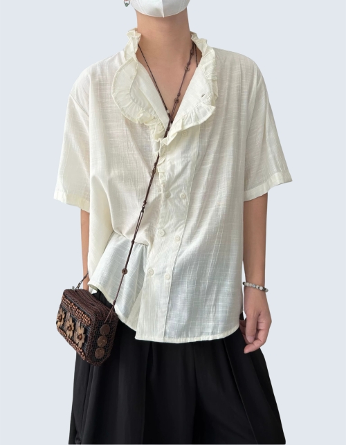 lace ruffle trimming shirt