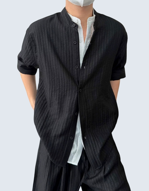 Setup Fake Two-Piece Design Tencel Shirt