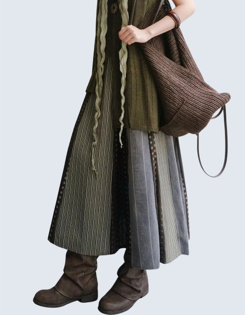 Vintage Multi-Color Patchwork Long Skirt