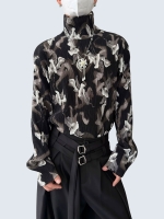 Ink-painted high-neck T-shirt