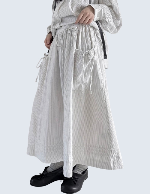 Side Pocket Ribbon Mid Skirt