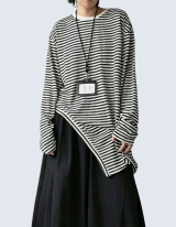 Asymmetrical Hem Stripe T-Shirt
