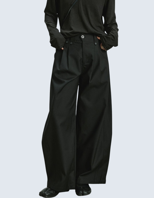Button point High-Waist Wide Pants