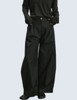 Button point High-Waist Wide Pants