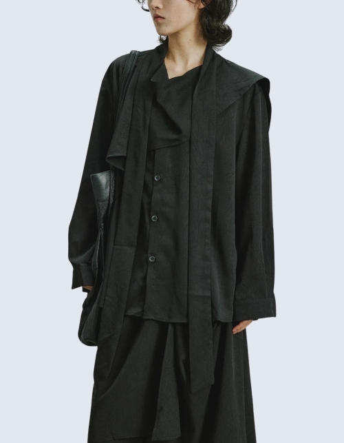 Falling Ribbon-Embellished Long-Sleeve Shirt