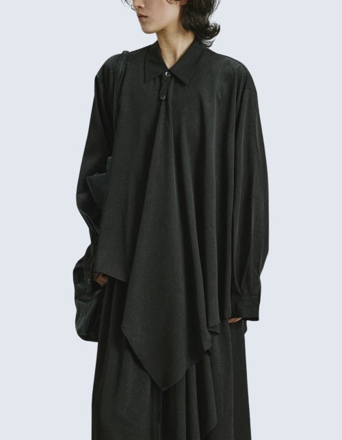 Asymmetrical Hem Loose-Fit Shirt