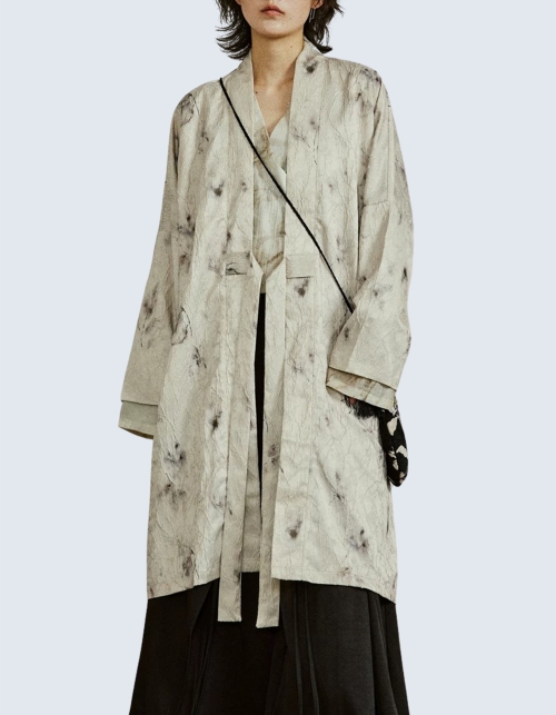 Retro Pattern Kinomo Long Shirt