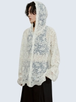 Floral Pattern See-Through Hoodie T-Shirt
