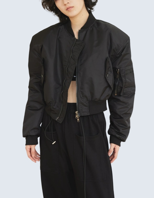Two-Way Zip Utility Cropped MA-1 Jacket